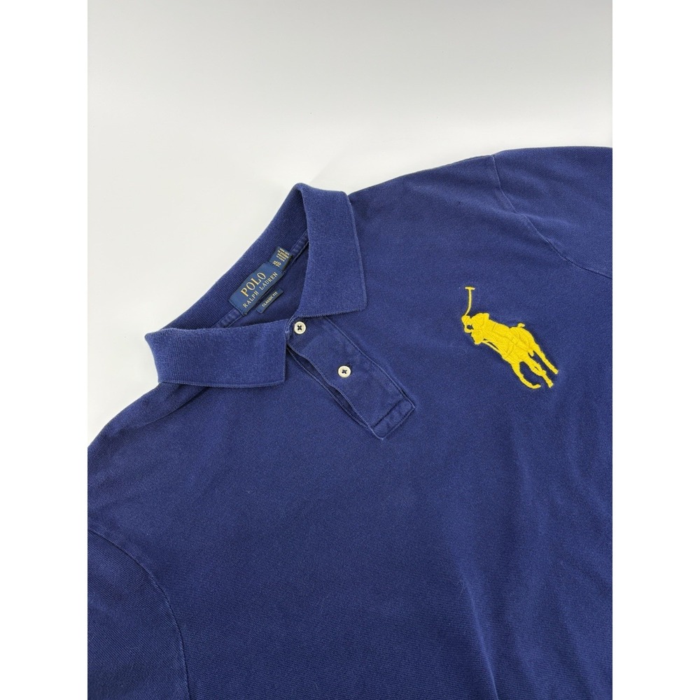 Vintage Ralph Lauren Polo Shirt Size XL Classic Fit Blue BIG PONY #3 Mens Rugby